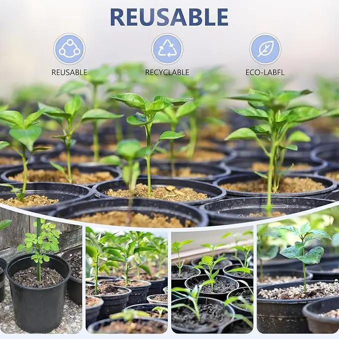 45 Pack 7/6/5/4/3 Inch Nursery Pots for Plants, Plastic Plant Pots with Drainage Holes, Variety Pack Flexible Garden Pot for Outdoor Indoor, Seed Starting Pots (Black) by GreenHaven Gardens