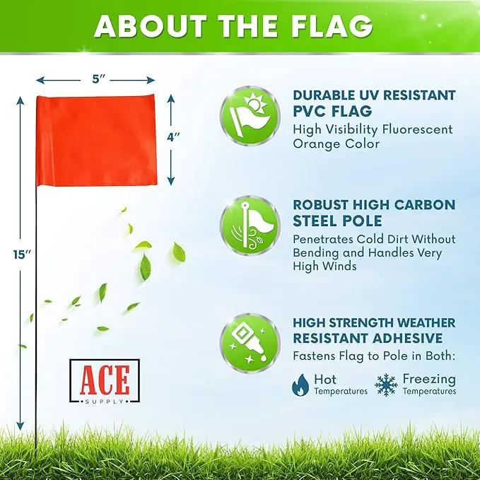 Fluorescent Orange Marking Flags 1000 Pack - 4x5x15 Inch Bulk Yard Flags - Markers For Lawn, Irrigation, Landscaping, Survey & Sprinkler Head Marking by GreenHaven Gardens