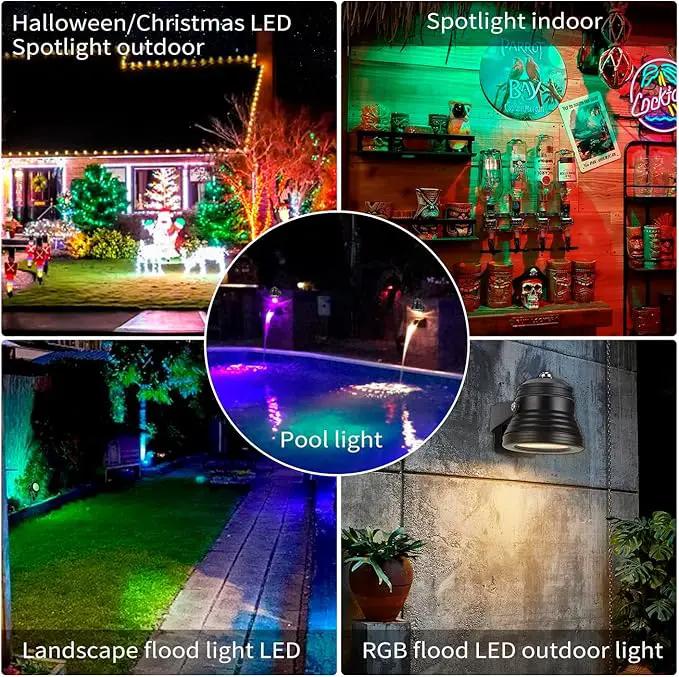 Smart Outdoor Lights,15w Halloween Lights with US Plug,12V APP Control Spotlight with Waterproof,Dimmable Spot Lights with Timer（NO Remote） by GreenHaven Gardens
