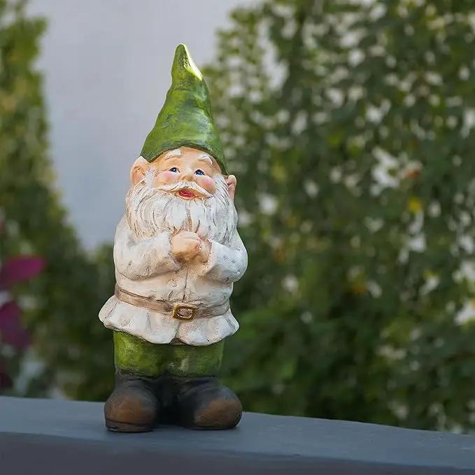 Alpine Corporation 12" Tall Outdoor Garden Gnome Folding Hands Yard Statue Decoration by GreenHaven Gardens