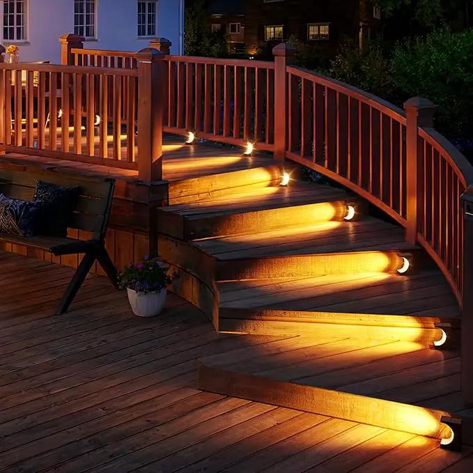 JSOT Solar Step Lights Outdoor - 12 Pack Waterproof Stair Light Outside Warm White Light Deck Lighting for Patio Stairs Garden Decor by GreenHaven Gardens
