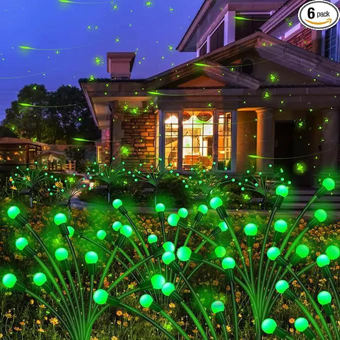 Solar Garden Lights Outdoor, 6 Pack 60 LED Green Firefly Lights Waterproof, Sway by Wind, Solar Swaying Light for Yard Patio Backyard Garden Planter Flower Bed Pathway Outdoor Decoration by GreenHaven Gardens