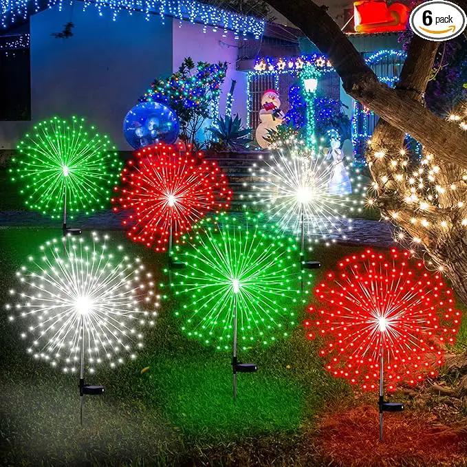 6 Pcs St. Patrick's Day Solar Firework Stake Lights 180 LED 8 Modes Solar Waterproof LED Sparkler Lights Outdoor Decoration for Garden Patio Yard Pathway Walkway Lawn, Red Green White by GreenHaven Gardens
