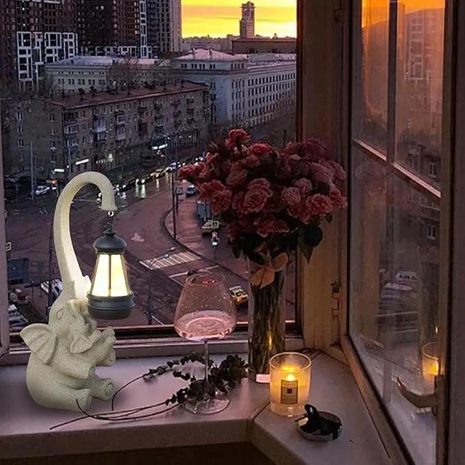 Solar Powered Outdoor Figurine Lights, 10 Inch Waterproof Animal Elephant Statue Light, Suitable for Decorations for Patio, Balcony, Lawn, Courtyard, Etc.(Chest) by GreenHaven Gardens