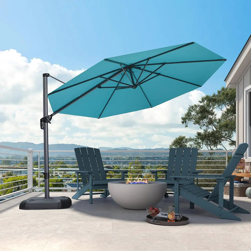 PURPLE LEAF 11 Feet Patio Umbrella Outdoor Cantilever Round Umbrella Aluminum Offset Umbrella with 360-degree Rotation for Garden Deck Pool Patio, Turquoise Blue by GreenHaven Gardens