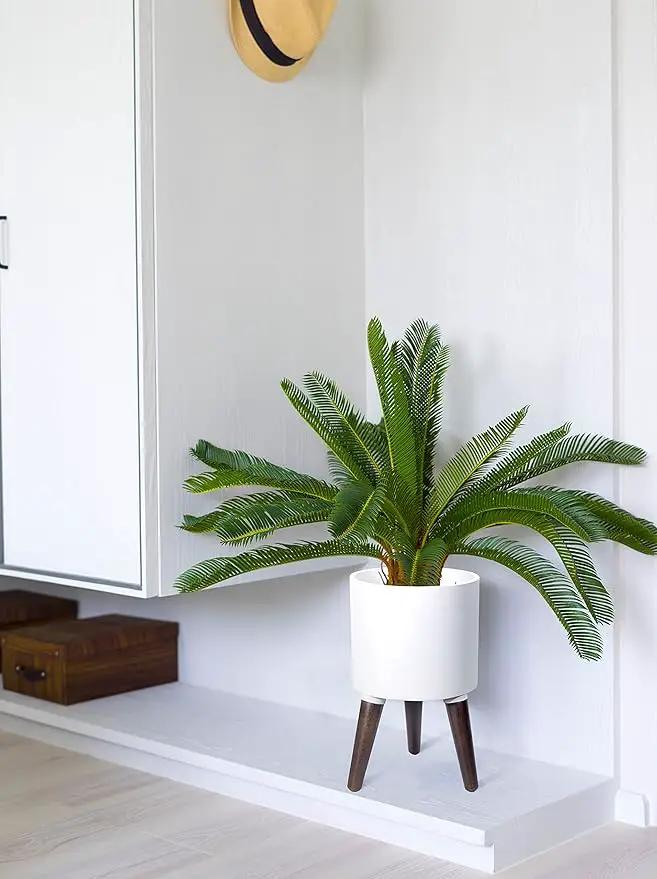 D'vine Dev 8 Inch Planter Pot with Stand, Mid-Century Tall Plant Pot with Legs for Indoor Plants, Small, White, 88-O-A-1 by GreenHaven Gardens