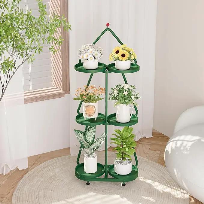 Bamworld Tree Plant Stand Indoor, 3 Tier Flower Pot Stands for Multiple Plants, Heavy Duty Metal Plant Shelf for Patio Garden Balcony Living Room Bedroom by GreenHaven Gardens