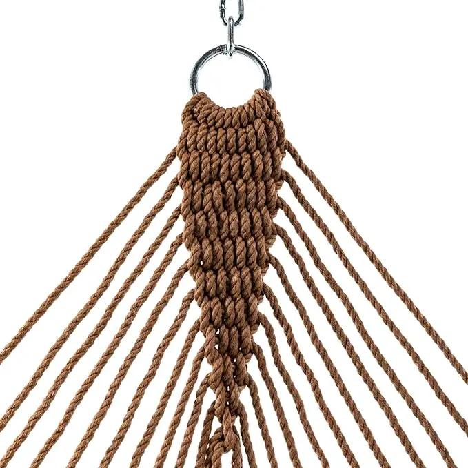 Hatteras Hammocks Deluxe Antique Brown DuraCord Rope Hammock – 13 ft. x 60 in., 2-Person, 450 lb Capacity, Cumaru Spreader Bar, Zinc-Plated Hardware – Handcrafted in The USA by GreenHaven Gardens