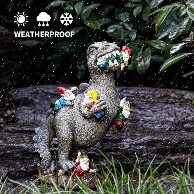 Garden Gnomes Statues Yard Decorations Outdoor Garden Decor, 14” Dinosaur Gnomes Garden Statues, Patio, Lawn Ornament, Gardening Gifts for Women for Housewarming by GreenHaven Gardens