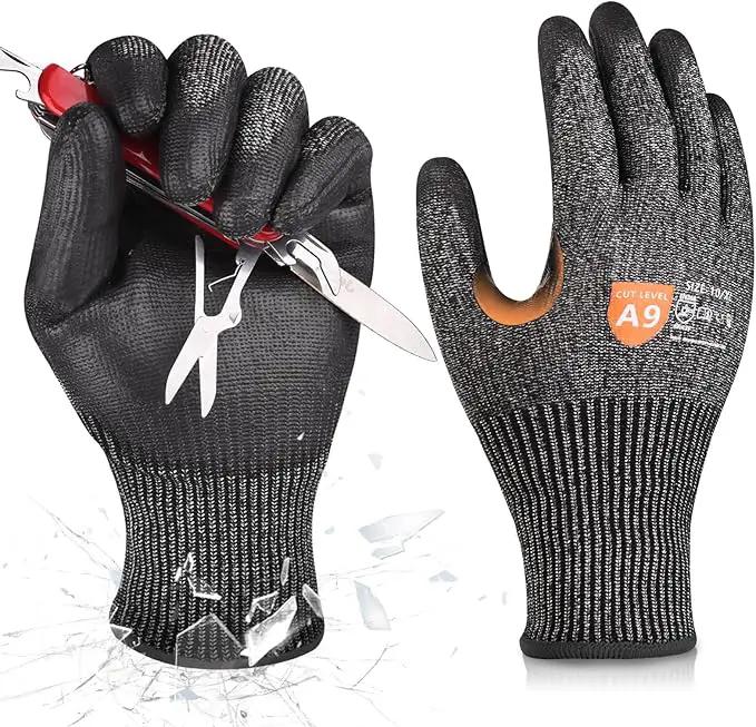Donfri A9 Cut Resistant Work Gloves for Men - Steel + HPPE Hybrid Safety Gloves for Men, ANSI Cut Level 9 Protection Flexible for Metal Glass Wood Construction Fishing by GreenHaven Gardens