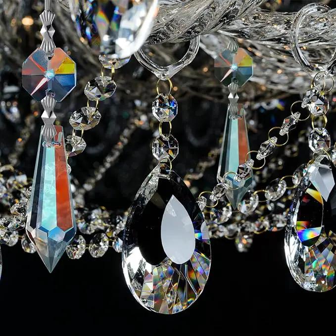 24 Pcs 24 Pcs Chandelier Crystal Replacement 38 mm Teardrop & Icicle Crystal Prisms Hanging Gems Parts for Lamps and Chandeliers Suncatcher Christmas Tree Windows Home Decor (Clear) by GreenHaven Gardens