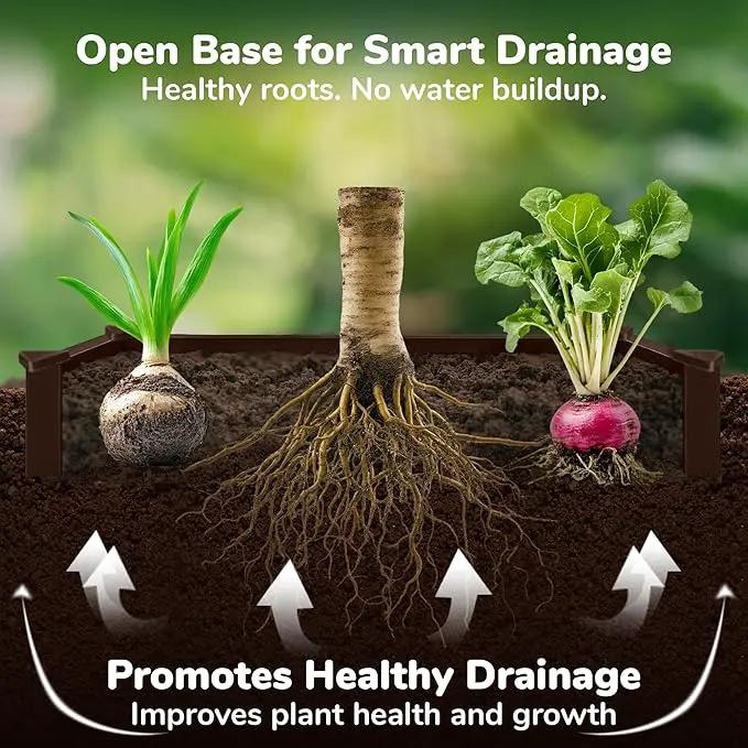 Raised Garden Bed - 4x4 ft Planter Box - Brown HDPE - No Tools Needed - DIY Kit for Urban Gardening, Flowers, Herbs & Vegetables - Made in The USA by GreenHaven Gardens