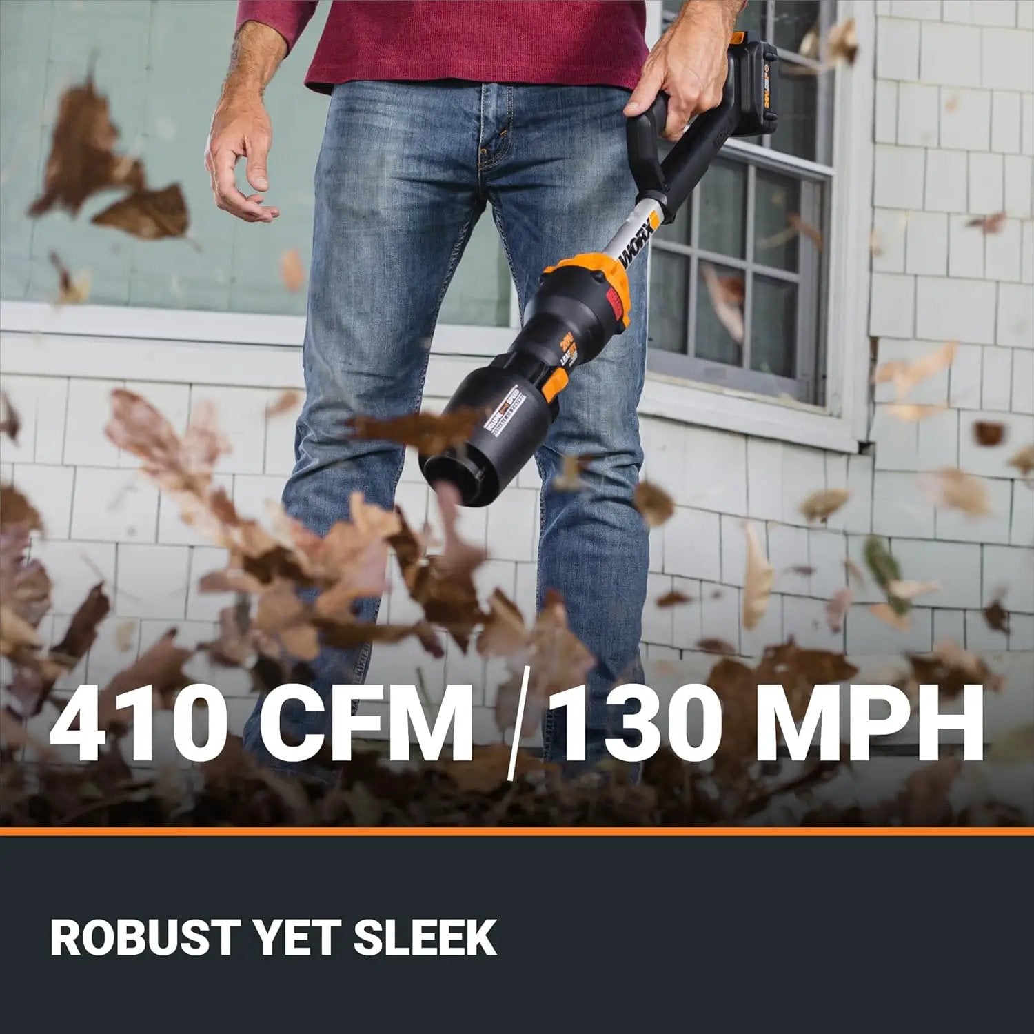 WORX Nitro WG543.9 20V Cordless Leaf Blower, Electric Blower with 410CFM & 130MPH, Blowers for Lawn Care with 2.3 Lbs, Battery & Charger Not Included by GreenHaven Gardens