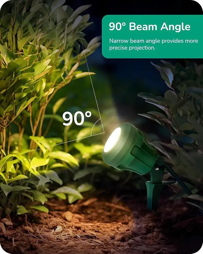EDISHINE 120V Outdoor LED Spotlights, 4.8W Plug in Spotlight with 3 Lenses (Red Green Yellow) & 180° Rotatable Lamphead, 5000K Waterproof Landscape Lights for Flag Garden, 4 Pack by GreenHaven Gardens