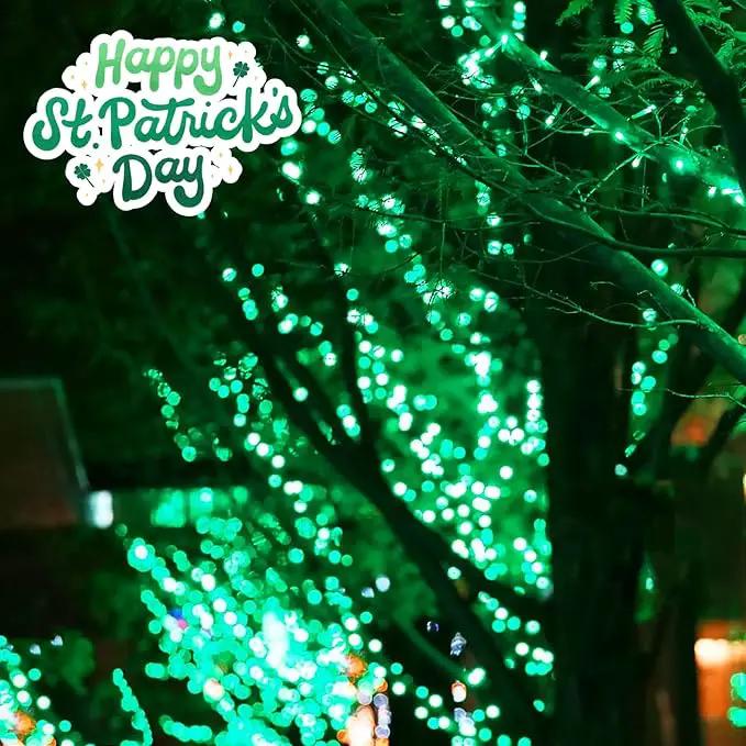 SANJICHA 2-Pack 66FT 200LED Green St. Patrick's Day Lights for Indoor/Outdoor, Super Bright Plug in Fairy Lights, Waterproof String Lights for Festive Decorations St Patrick's Day Garden Tree by GreenHaven Gardens