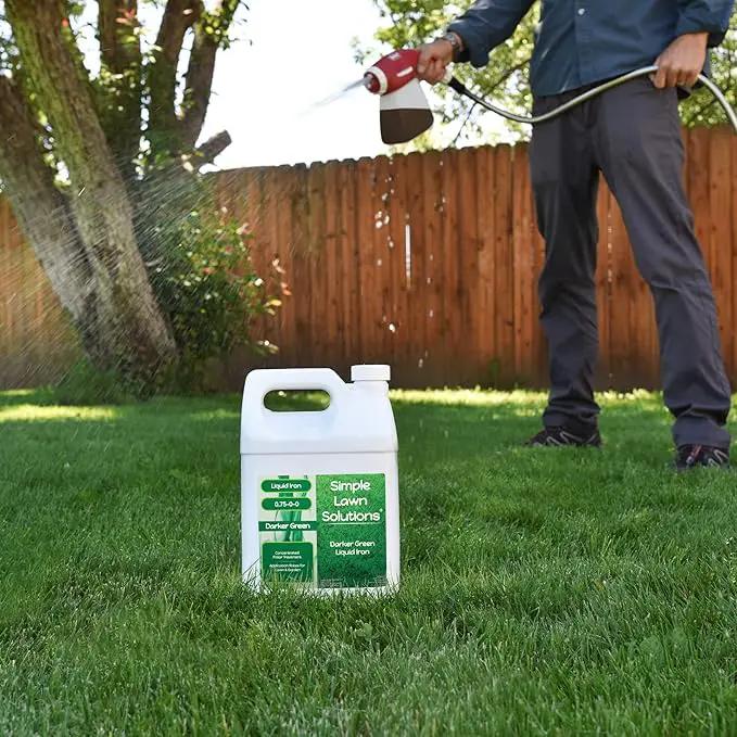 Simple Lawn Solutions - Liquid Iron Fertilizer Darker Green - Chelated Micronutrients - Concentrated Spray Booster for Turf Grass, Indoor Plants and Outdoor Garden (1 Gallon) by GreenHaven Gardens