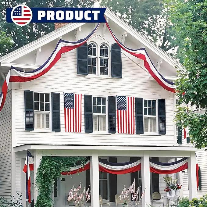 American USA Pleated Fan Flag, 2x4 Feet USA Bunting Decoration Flags Embroidered Patriotic Stars & Sewn Stripes Canvas Header Brass Grommets. (3x5Ft American Flag) by GreenHaven Gardens