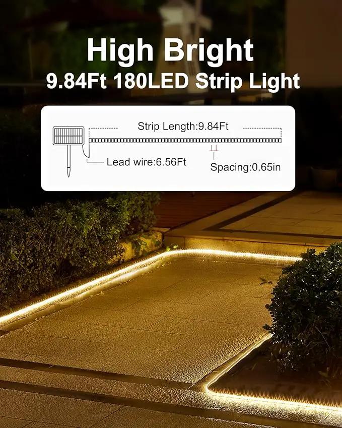LUHLEE Solar LED Strip Lights,2023 Upgrade Outdoor Rope Lights 8 Lighting Modes,IP65 Waterproof String Lights for Patio Yard Deck Porch Balcony Garden (Warm White, 9.84 ft) by GreenHaven Gardens