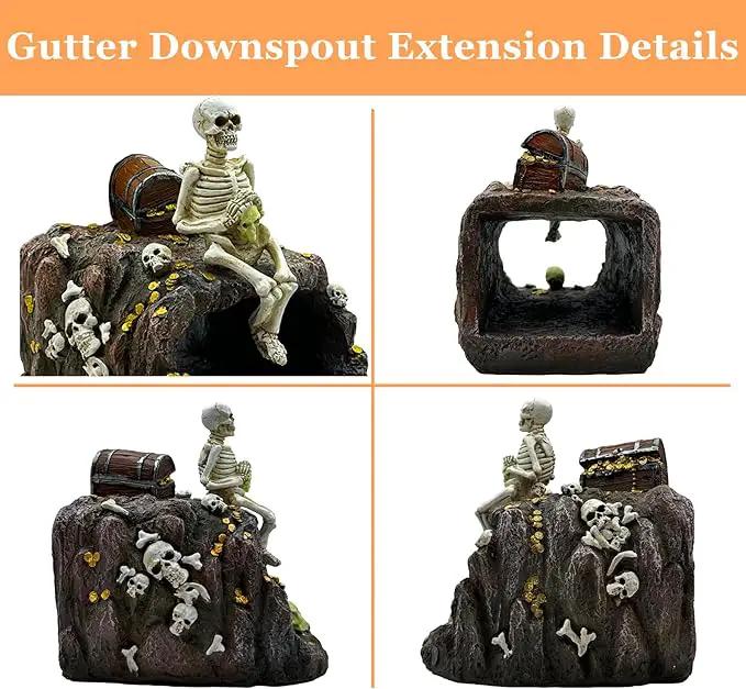 Luminous Skeleton Sculpture Gutter Downspout Extender,Garden Statue Ornament,Decor Downspout Diverter,Perfect Rain Diverter for 3"x4" Downspouts, Eco-Friendly Resin,Perfect Outdoor Decor Gift by GreenHaven Gardens