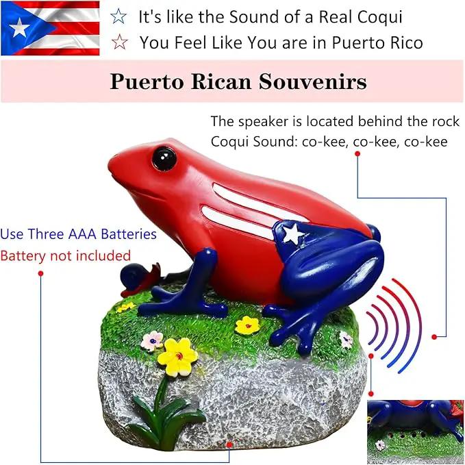 Puerto Rico Souvenirs, Puerto Rican Coqui with Sound, National Symbol of Puerto Rico Decorations Gifts, Novelty Puerto Rican Theme Sculpture Coqui Signs Frog Figurine, Battery Not Included by GreenHaven Gardens