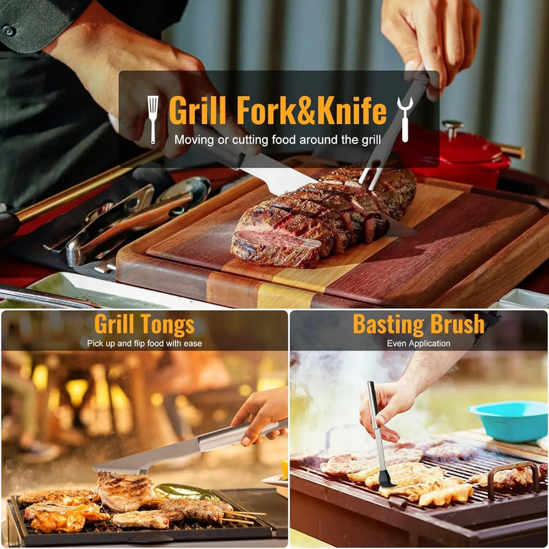 22Pcs Grilling Accessories, BBQ Accessories with Aluminum Case, Stainless Steel Grill Set Tools for Outdoor Camping&Barbecue, Grilling Gifts for Men Dad Fathers Day by GreenHaven Gardens