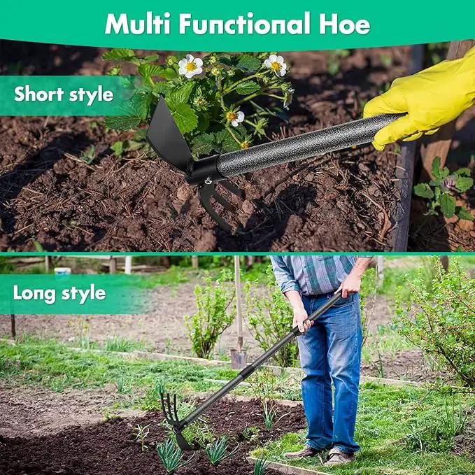 Garden Hoe and Cultivator, 31 Inch Long Heavy Duty Hand Hoe Garden Tool with Tiller,2 Section Handle, Carbon Steel Blade, Cultivator Hoe Garden Tools for Loosening Soil, Weeding Garden Tools by GreenHaven Gardens