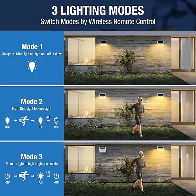 Peasur White Frame Solar Motion Sensor Lights Outdoor - 2 Packs, 180LED Warm Solar Wall Lights, Waterproof, 3 Modes Fence Security Lighting for Deck, Yard, Stairs, Garden by GreenHaven Gardens