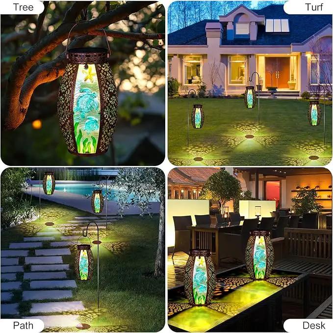 Larekook Outdoor Solar Lantern-Waterproof Turtles Hanging Metal Decorative Lights for Patio Table Garden Pathway Yard with Super Bright Warm White LED,Large Solar Panels,Auto On/Off Sensor by GreenHaven Gardens