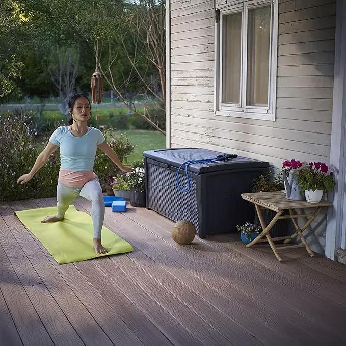 Keter Outdoor Storage Deck Box for Patio, Backyard & Garden, Borneo, 110 Gal, Grey - Lockable, Organizing, and Waterproof Plastic Container Bench by GreenHaven Gardens