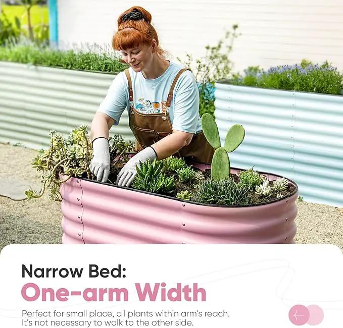 KING BIRD Raised Garden Bed 2.85 ft Tall 6 in 1 Galvanized Planter Garden Box Outdoor for Gardening, Deep Root Vegetables, Flowers 47.2X23.6X34.2 in, Pink by GreenHaven Gardens