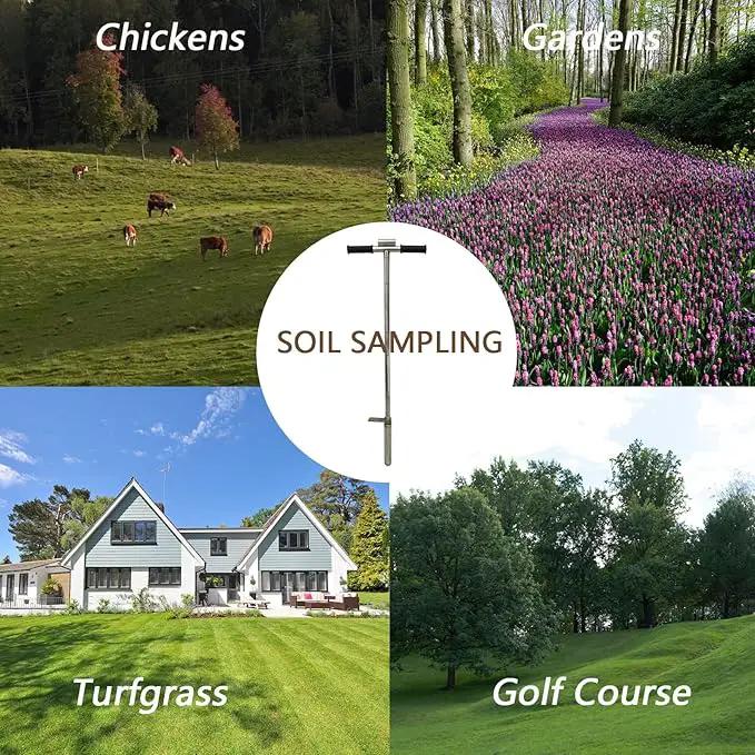INTBUYING 40’’ Soil Sampler Probe Soil Test Probe with 9.8’’Sample Ejector and Foot Pedal T Rubber Handle Stainless Steel 2.7'' Dia for Soil Sampling Lawn Garden Farm by GreenHaven Gardens