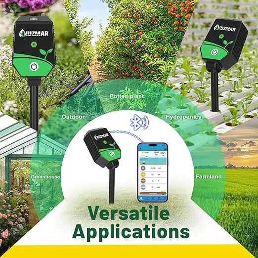 Soil pH Meter Soil Moisture Meter 8 in 1 Fertility Salt Moisture pH EC Light Humidity Temp Accurate Soil pH Test Kit for Garden and Hydroponics by GreenHaven Gardens