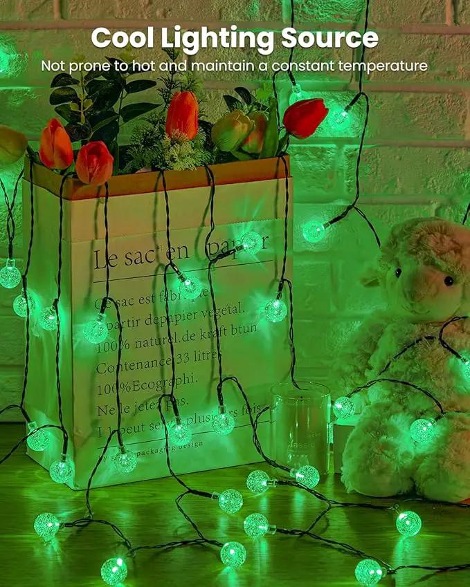 Solar String Lights Outdoor 120 LED 72 Ft Total, Crystal Globe Lights with 8 Lighting Modes, Waterproof Solar Powered Patio Lights for Garden Yard Porch Wedding Party Decor (Green) by GreenHaven Gardens