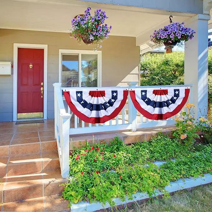 USA Pleated Fan Flag American US Bunting Flag Patriotic Half Fan Banner Flag with Canvas Header and Brass Grommets for 4th of July Memorial Day Indoor Outdoor Decoration (3, 3x6 Feet) by GreenHaven Gardens