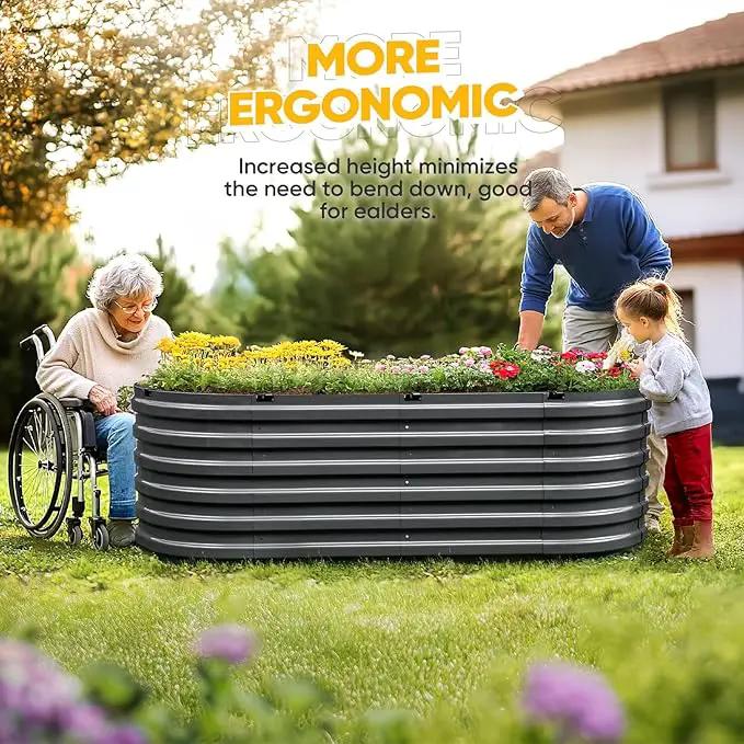 KING BIRD Raised Garden Bed Kit 2025 Upgraded Quick-Setup Galvanized Planter Garden Box Outdoor for Gardening, Vegetables, Flowers, 74x36x23 in, Dark Grey by GreenHaven Gardens