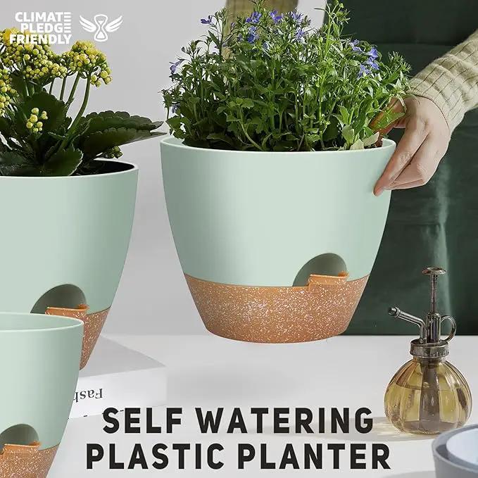 12" 10" 9" Large Self Watering Plant Pots, 3 Pack Flower Pots Planters with Multi Mesh Drainage Holes for Indoor Outdoor Garden Plants and Flowers. by GreenHaven Gardens
