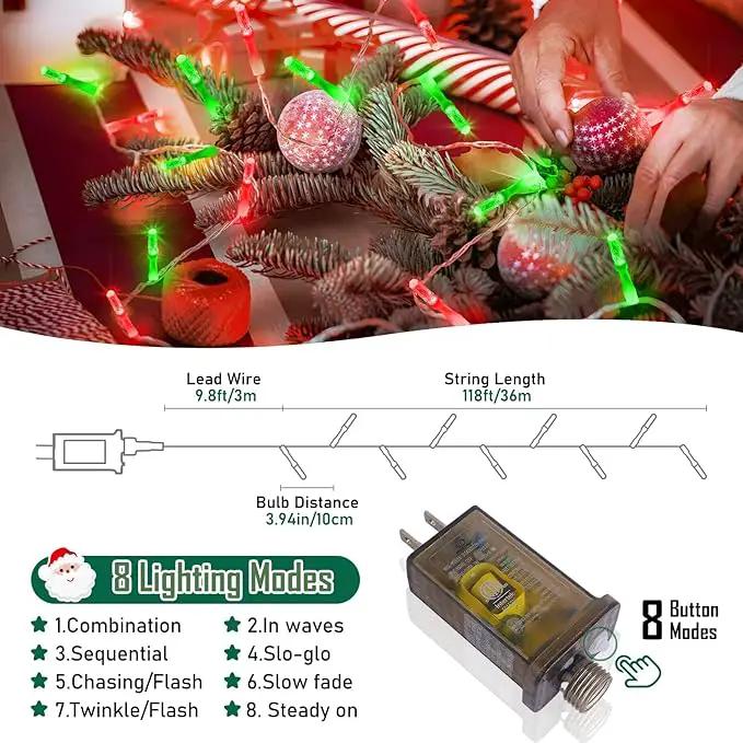 Heceltt 360 LED 118 FT String Lights Outdoor, 8 Modes Christmas Lights Plug in, IP44 Waterproof Led String Lights with Timer and Memory for Xmas Yard Garden Decorations (Red and Green) by GreenHaven Gardens