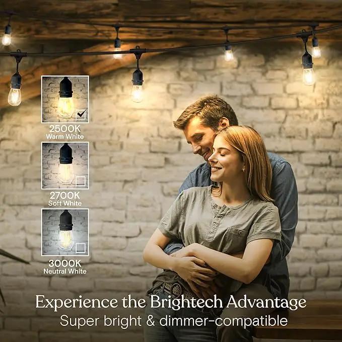 Brightech Ambience Pro - Waterproof LED Outdoor String Lights - 7 Hanging, Dimmable 2W Vintage Edison Bulbs - 24 Ft Commercial Grade Patio Lights Create Cafe Ambience in Your Backyard by GreenHaven Gardens