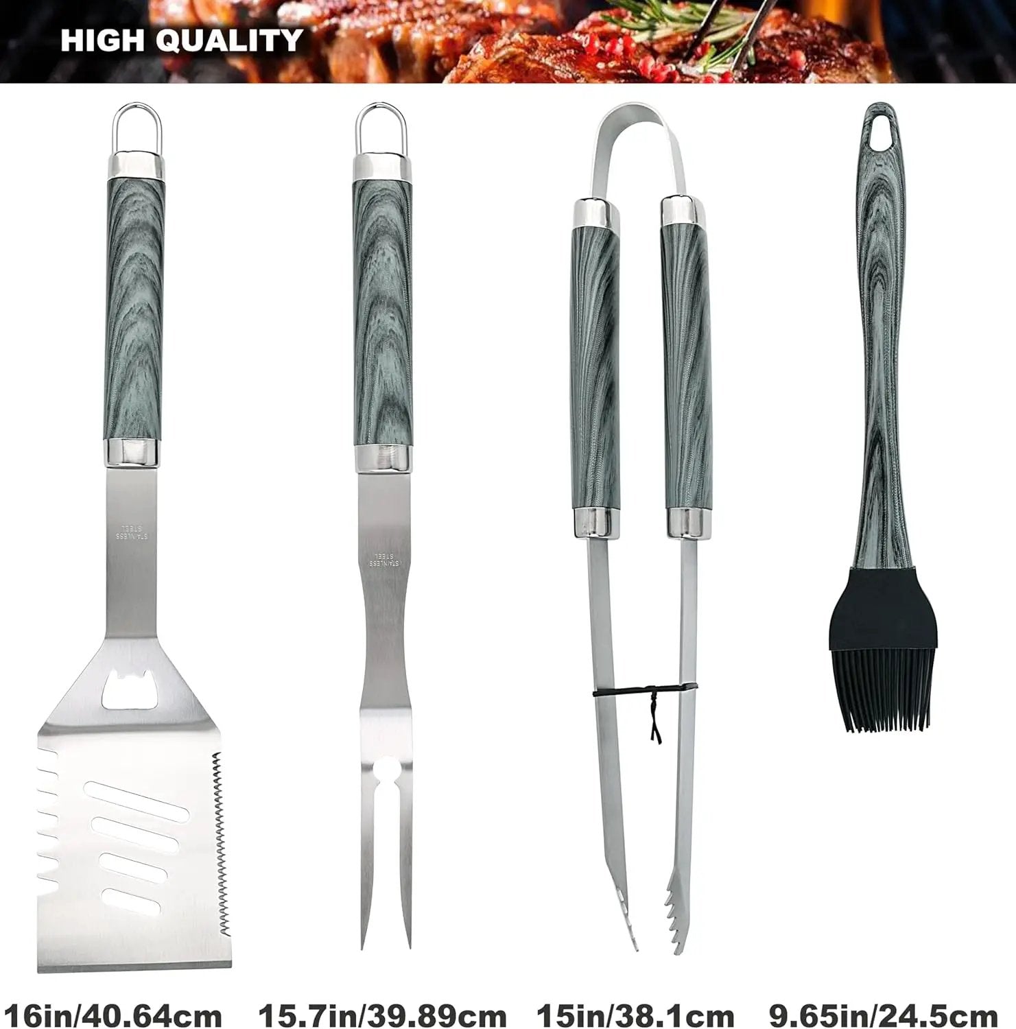 ROMANTICIST 20pcs Heavy Duty BBQ Grill Tool Set in Case - The Very Best Grill Gift for Father's Day and Christmas - Professional BBQ Accessories Set for Outdoor Cooking Camping Grilling Smoking, Grey by GreenHaven Gardens