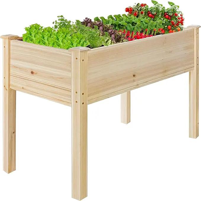 LZRS Raised Garden Bed Outdoor Planter Box with Legs for Herbs, Vegetables, Flowers, Great for Outdoor Patio, Yard and Deck, 220lb Capacity, Natural by GreenHaven Gardens