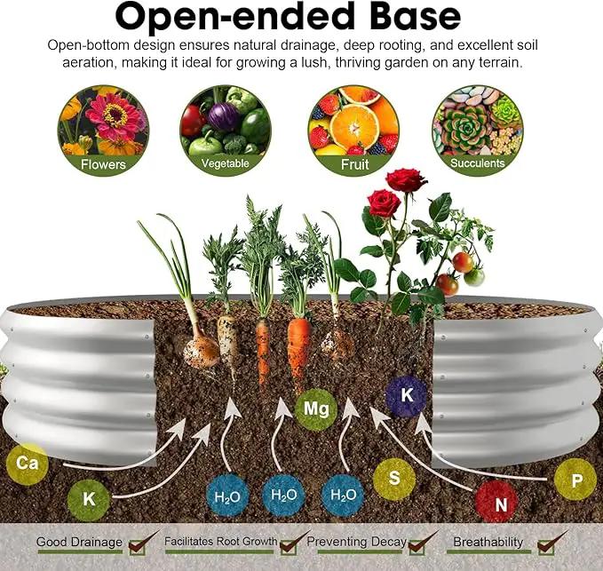 6x2x1ft Oval Galvanized Raised Garden Bed Outdoor 9-in-1 Large Metal Modular Planter Box Raised Beds for Gardening,Vegetables,Fruits,Flowers & Herbs (Silver) by GreenHaven Gardens