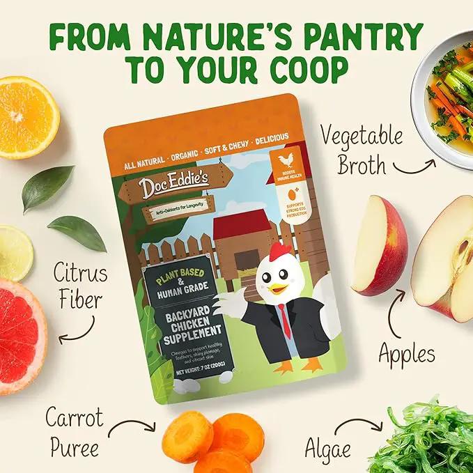 Doc Eddie’s Backyard Chicken Supplement - Plant-Based Treats for Egg Laying Hens - Poultry Feed Enrichment Made with Omega 3 Rich Algae - Essential for Immune Health, Feather Regrowth, Egg Production by GreenHaven Gardens