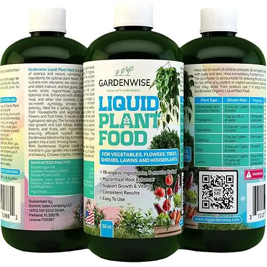 Organic Liquid Plant Food for Indoor Houseplants – All Purpose Fertilizer for Potted Plants, Vegetables, Succulents, Orchids, Roses – Miracle Growth with Mycorrhizae (32 oz) by GreenHaven Gardens