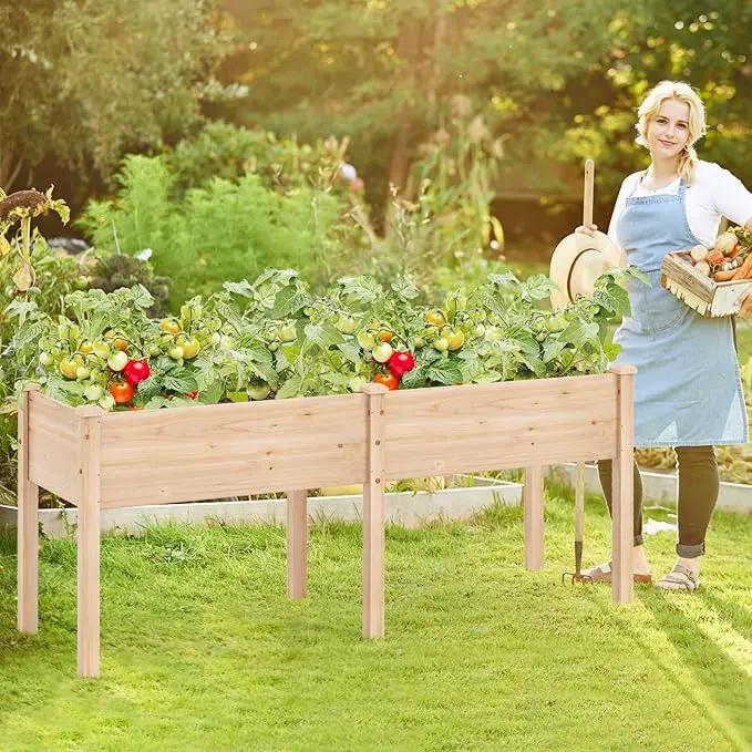 Giantex Raised Garden Bed, Elevated Wood Planter Box with Drain Hole, Gardening Planter Raised Bed for Planting Vegetables Flowers Succulents Herbs,73" Lx23 Wx30 H by GreenHaven Gardens