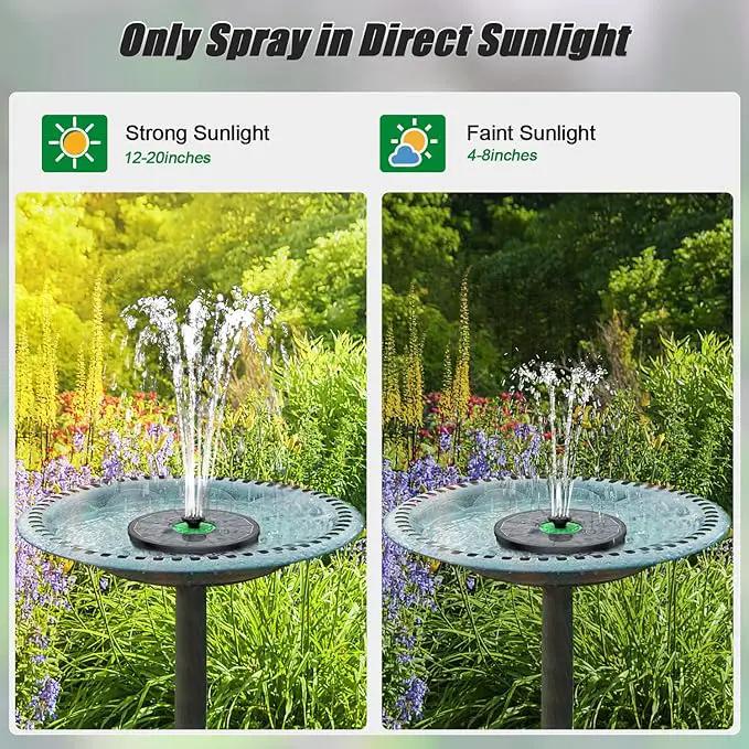 Solar Fountain Full Glass Panel No Battery, 3.5W Solar Bird Bath Fountains with 4 Fixed Rods & 7 Nozzles, Solar Fountain Pump for Bird Bath, Garden, Pond, Pool, Patio (Black Panel) by GreenHaven Gardens