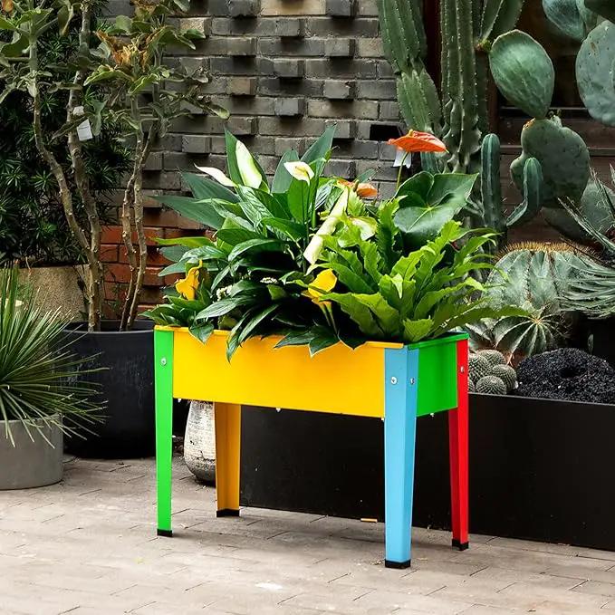 Raised Garden Bed With Legs, Galvanized Planter Box for Herbs and Vegetables (Multi-Colored) by GreenHaven Gardens