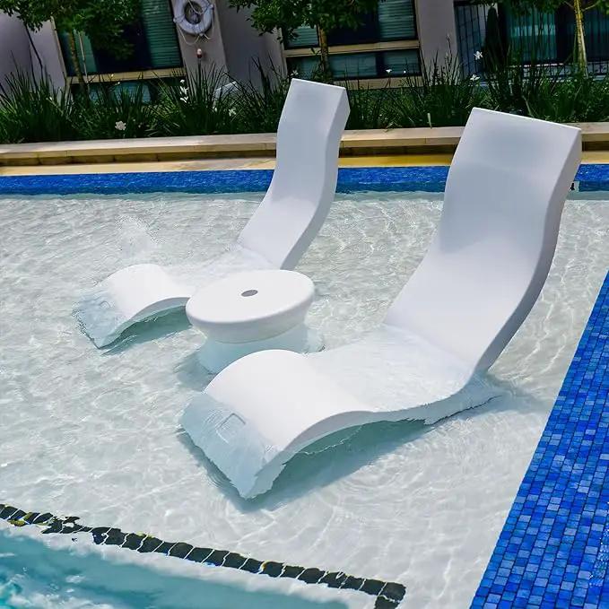 Ledge Lounger - Signature Chair - Inside Pool & Sun Shelf Lounge Chair - Designed for Shallow Shelves Up to 9” - Compatible with All Pool Types - Poolside & Sun Deck Tanning - Set of 2 - White by GreenHaven Gardens