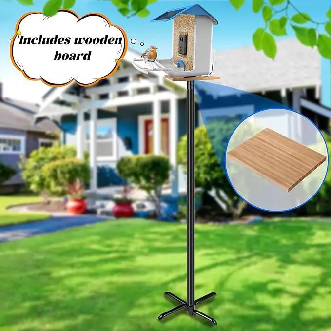 Ottsuls Bird Feeder Pole, 76 Inch Heavy Duty Bird House Pole Kit for Outdoors, with Wooden Board, 5-Prong Base Feeding Station for Wild Birds Watching, Adjustable Feeder Stand (House Not Included) by GreenHaven Gardens