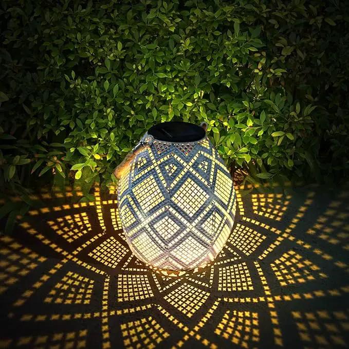 Solar Lantern, Lanterns Decorative Outdoor with Geometric Pattern, Waterproof Outdoor Lanterns for Porch, Yard, Deck, Lawn, Backyard, Patio, Tabletop, Pathway, Landscape, Garden Decor by GreenHaven Gardens