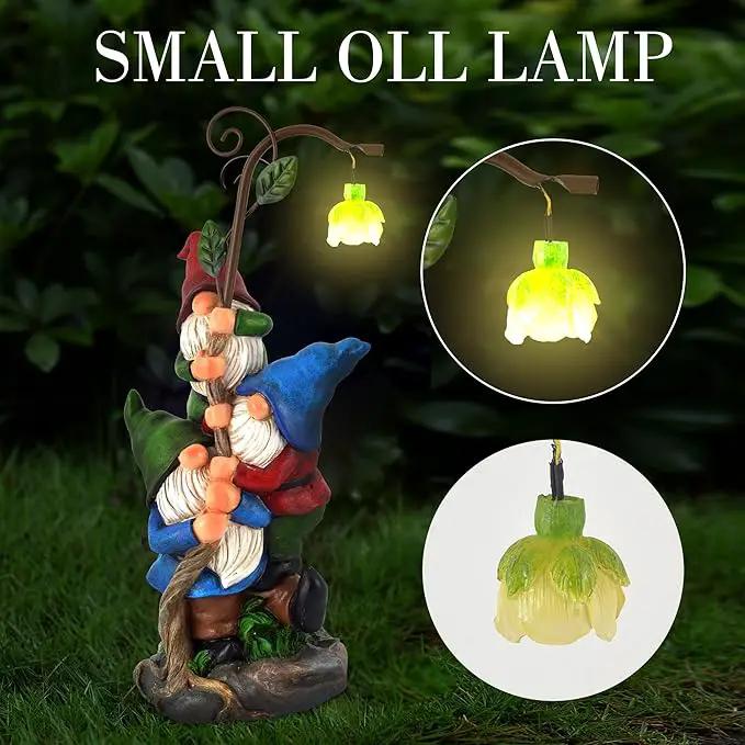 Gnome Figurine Garden Decor, Solar Resin Gnomes Outdoor Statue, Funny Gnome Gift Sculpture Decoration for Home Patio Yard Lawn Porch Ornament by GreenHaven Gardens